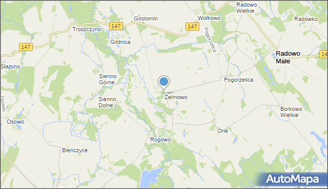 mapa Żelmowo, Żelmowo na mapie Targeo